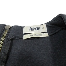 アクネ Acne ワンピース チュニック 長袖 スウエアネック ハーフ 膝丈 切替 シフォン カットソー 42 黒 ブラック/4 レディース_画像7