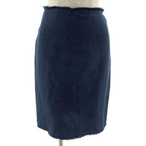 ドゥーズィエムクラス DEUXIEME CLASSE スカート ストレート ミディ丈 バックフリル カットオフ 日本製 リネン混 ブルー 青 36