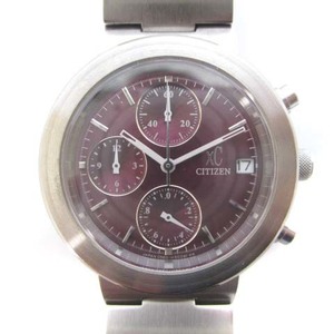 シチズン CITIZEN XC クロスシー 0560-H25951 腕時計 クロノグラフ デイト パープル文字盤 SS シルバーカラー 銀色 レディース