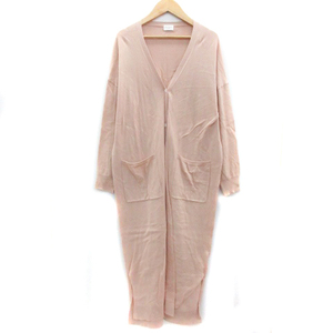  Urban Research door zURBAN RESEARCH DOORS cardigan long height V neck one pink beige /YM43 lady's 