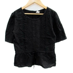 Span &amp; Span Spick &amp; Span Blouse Cut Пилотка с короткой рукавом круглая гонка Black /Sm7 Ladies