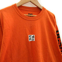 ディーシーシューズ DC SHOES Tシャツ カットソー 長袖 ラウンドネック ロゴ刺繍 M オレンジ /MS29 メンズ_画像3