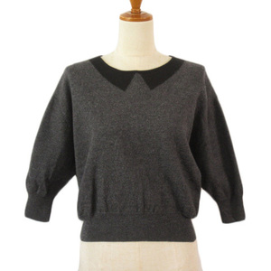  nitca nitca sweater knitted do Le Mans sleeve wool F gray lady's 