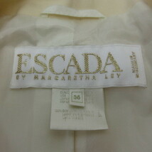 エスカーダ ESCADA ノーカラージャケット ブレザー ダブル ウール 白 アイボリー 36 約S NGA35 レディース_画像7