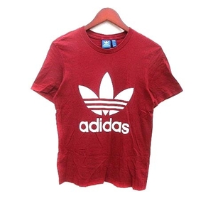 アディダスオリジナルス adidas originals Tシャツ カットソー クルーネック ロゴプリント 半袖 S 赤 レッド /YK メンズ