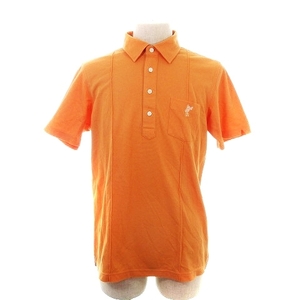  Ashworth ASHWORTH sport wear golf wear polo-shirt cut and sewn short sleeves turn-down collar deer. . cotton plain L orange men's 