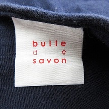 ビュルデサボン bulle de savon ワンピース ミモレ丈 半袖 ラウンドネック 薄手 コットン 切替 総柄 F 紺 白 ネイビー ホワイト レディース_画像7