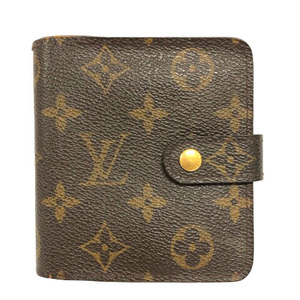 ルイヴィトン LOUIS VUITTON 財布 二つ折り モノグラムコンパクトジップ 廃盤品 M61667 総柄 茶 ブラウン ※MZ メンズ レディース