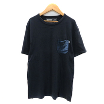 ティンバーランド Timberland Tシャツ カットソー 半袖 ラウンドネック 無地 M 紺 ネイビー /YK33 メンズ_画像1