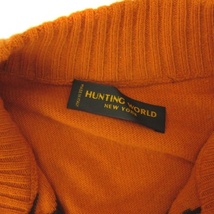 ハンティングワールド HUNTING WORLD ニット ジャケット ジップアップ ロゴ柄 総柄 ウール カシミヤ混 イタリア製 オレンジ 40 レディース_画像5