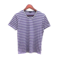 セオリー theory Tシャツ カットソー Vネック ボーダー 半袖 38 紫 パープル グレー /YK レディース_画像1