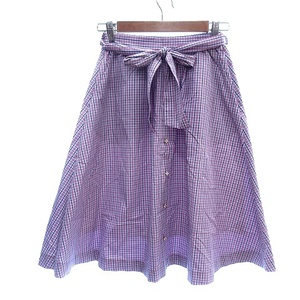  Feroux Feroux flair skirt mi leak long check waist Mark 1 purple purple /AU lady's 