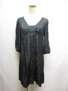  Nolley's Nolley's 7 minute sleeve satin One-piece dress 38 black black lining attaching made in Japan lady's 