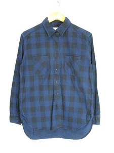  Anne used UNUSED work shirt flannel shirt check blue black 0 men's 