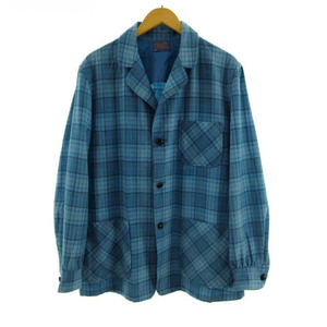 ペンドルトン PENDLETON ジャケット カバーオール 60年代 ビンテージ PURE VIRGIN WOOL チェック ブルー系 青系 水色 紺 M