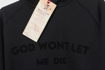 M 未使用品 2023SS サノバチーズ GOD WONT LET ME DIE Hoodie フロッキープリント プルオーバー フーディー パーカー BLACK ブラック SC231_画像3