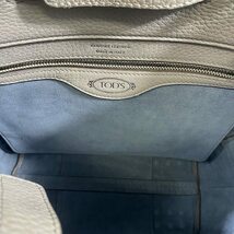 トッズ TOD'S ウェーブ ショッピング トートバッグ スモール WAVE SHOPPING BAG SMALL グレー系 シルバー金具 カーフレザー レディース_画像9