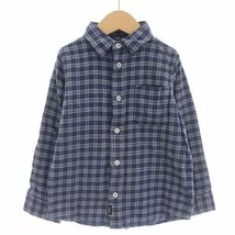 ベベ bebe キッズ ネルシャツ チェック 長袖 シャツ 120 青 ブルー /☆G キッズ_画像1