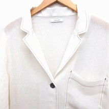 ジーナシス JEANASIS テーラードジャケット シングル 五分袖 透け感 無地 ゆったり F オフホワイト 白 /FT32 レディース_画像4