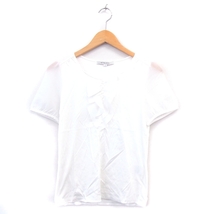 ナチュラルビューティー NATURAL BEAUTY カットソー Tシャツ 半袖 フリル コットン シンプル 38 ホワイト 白 /KT16 レディース_画像1