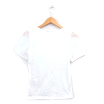 ナチュラルビューティー NATURAL BEAUTY カットソー Tシャツ 半袖 フリル コットン シンプル 38 ホワイト 白 /KT16 レディース_画像2