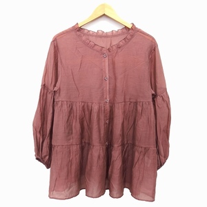  one after hole The - Nice Claup one after another NICE CLAUP shirt tunic see-through plain long sleeve F tea /HT27 lady's 