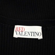 レッド ヴァレンティノ RED VALENTINO ニット リブ カーディガン 七分袖 フリル ロゴボタン クルーネック S 黒 ブラック レディース_画像3