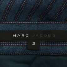 マークジェイコブス MARC JACOBS ウール混 ボーダースカート ひざ丈 セミフレア 2 ブルーグレー 青 ボルドー /DF ■OS レディース_画像3