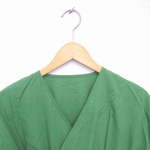 セレクトモカ SELECT MOCA シャツ ブラウス ノーカラー カシュクール 半袖 F グリーン 緑 /TT9 レディース_画像4