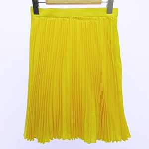  Karl Rugger ferudoKARL LAGERFELD pleated skirt knees height wool yellow color 38 0522 lady's 