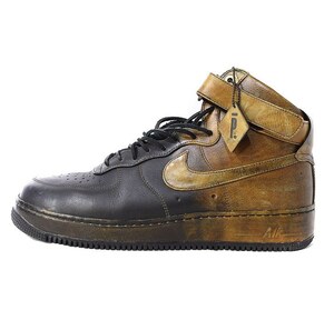  Nike NIKE ×PIGALLE AIR FORCE 1 HI NG CMFT LWpi girl Air Force 1 high sneakers US12 30cm tea black 677129-090 men's 