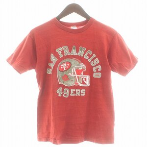 チャンピオン CHAMPION Tシャツ カットソー USA製 70’S バータグ コットン 半袖 クルーネック 49ERS プリント M 赤