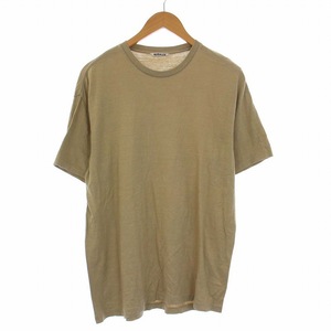 オーラリー AURALEE SEAMLESS CREW NECK TEE シームレス クルーネック Tシャツ カットソー 半袖 無地 4 M ベージュ A00T01ST /KH メンズ