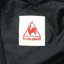 ルコックスポルティフ le coq sportif 中綿ジャケット アウター チェック ジップアップ フード ロゴ 刺繍 M 黒 ブラック QMMMJK01_画像4