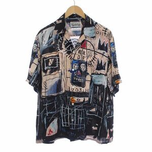 ワコマリア WACKO MARIA 22SS JEAN-MICHEL BASQUIAT グラフィックショートスリーブ アロハシャツ オープンカラー 半袖 総柄 L マルチカラー