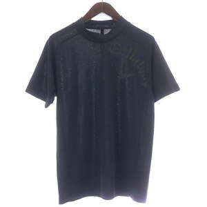 キャロウェイ CALLAWAY ゴルフウェア ロゴプリント Tシャツ カットソー 半袖 クローズドメッシュ モックネック M 黒 C22134119