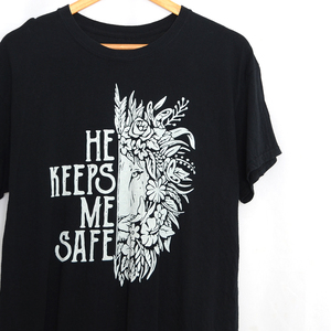 MT2313 HE KEEPS ME SAFE Tシャツ L 肩54 アメリカ古着 メール便可 xq