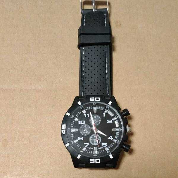 ◇ラバーベルト シンプルデザインメンズ腕時計 ホワイト