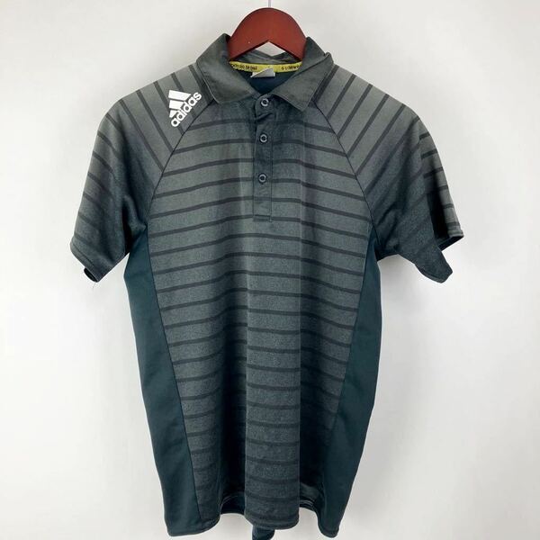 大きいサイズ adidas アディダス 半袖 ポロシャツ メンズ L 灰 グレー ボーダー カジュアル スポーツ トレーニング ゴルフ ウェア