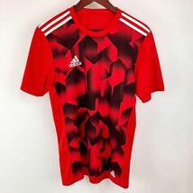 大きいサイズ adidas アディダス 半袖 Tシャツ メンズ L 赤 レッド CLIMALITE カジュアル スポーツ トレーニング ウェア ロゴ 刺繍_画像1