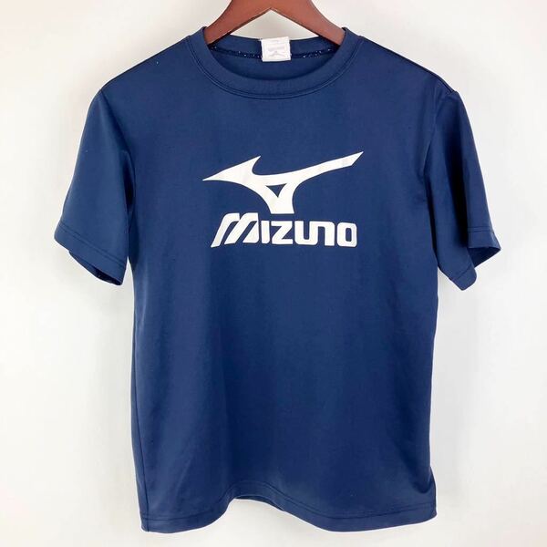 MIZUNO ミズノ 半袖 Tシャツ メンズ M 紺 ネイビー カジュアル スポーツ トレーニング ウェア ドライ 速乾 シンプル ロゴ プリント