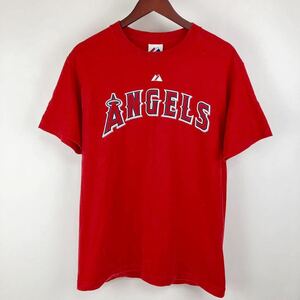 Majestic マジェスティック 半袖 Tシャツ メンズ 赤 レッド メジャーリーグ angels エンジェルス santana 54 サンタナ WBC 野球