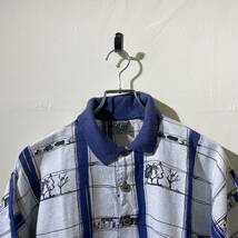 vintage euro design print polo shirt ヨーロッパ古着 ビンテージ ポロシャツ 総柄 デザインポロシャツ プリントポロシャツ 80s 90s_画像3
