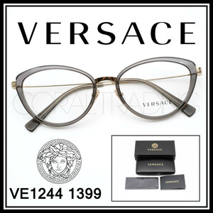 23086.51★新品本物！VERSACE VE1244 クリアグレー/ゴールド ヴェルサーチ コンビネーションフレーム メガネ レディース ヴェルサーチェ