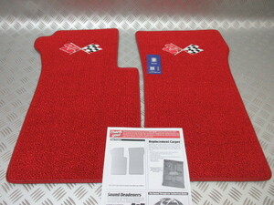 C2赤 1963-1967 C2 コルベット フロアマット新品未使用品 ロゴ刺繍！ RED！ LOOP PILE!!! CrossFlag！