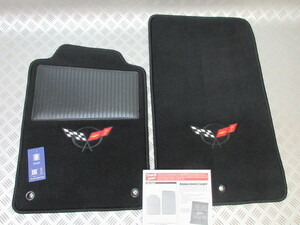 C5Heelpad.1997-2006 シボレー コルベット フロアマット 1pr SET ACC Auto Custom Carpet!!! C5エンブレム！ BLACK!