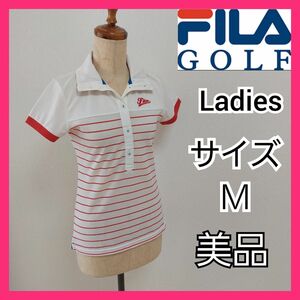 【FILA GOLF】美品フィラゴルフ/襟裏デザイン半袖シャツ/レディースＭ トップス