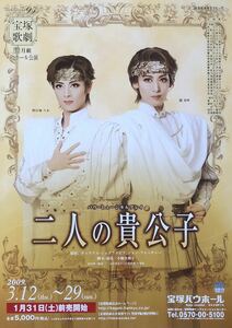 宝塚 月組「二人の貴公子」2009年 宝塚バウホール チラシ 非売品 龍真咲 明日海りお 光月るう 紫門ゆりや 珠城りょう 萬あきら 磯野千尋