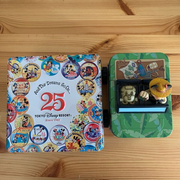 ディズニー 25周年 お菓子空き缶、サファリお菓子空き缶
