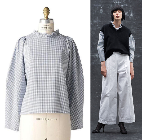 Drawer別注*2021Juin アトランティック アスコリ ATLANTIQUE ASCOLI チェックブラウス コットン ドゥロワー 定価80,300円 未使用 新品同様